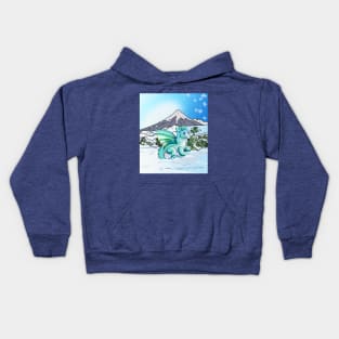 Baby Dragon in the Snow at Mount Fuji Japan Kids Hoodie